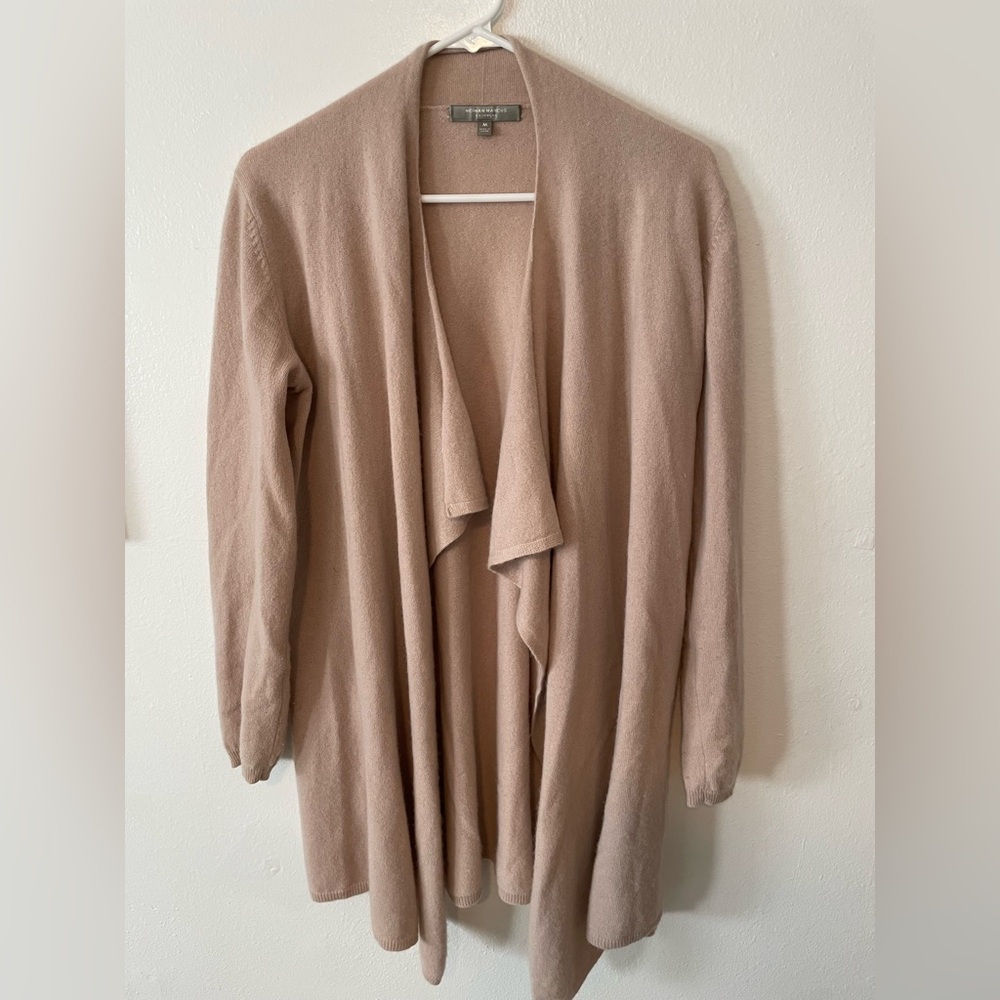 Neiman Marcus Blush Open Front Cardigan
